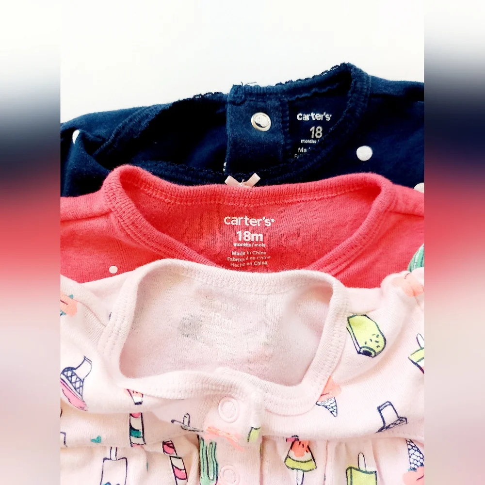 Set of 3 Polka Dot & Patterned Shortsuits size 18 months Carters‎ Ice Cream